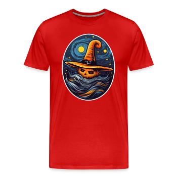 Kürbis Halloween Malerei - Männer Premium Bio T-Shirt - Rot - Vorne - Damien (186cm)