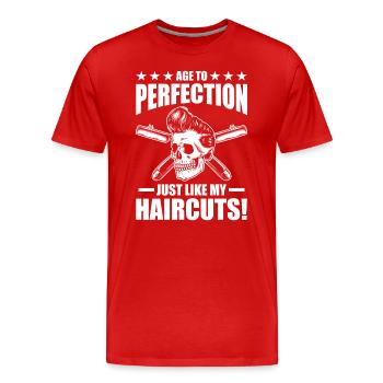 Cadeau d’anniversaire Barber Job - T-shirt bio Premium Homme - rouge - Devant - Damien (186cm)