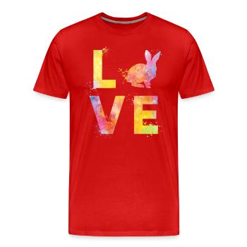 Hasen liebe - Männer Premium Bio T-Shirt - Rot - Vorne - Damien (186cm)