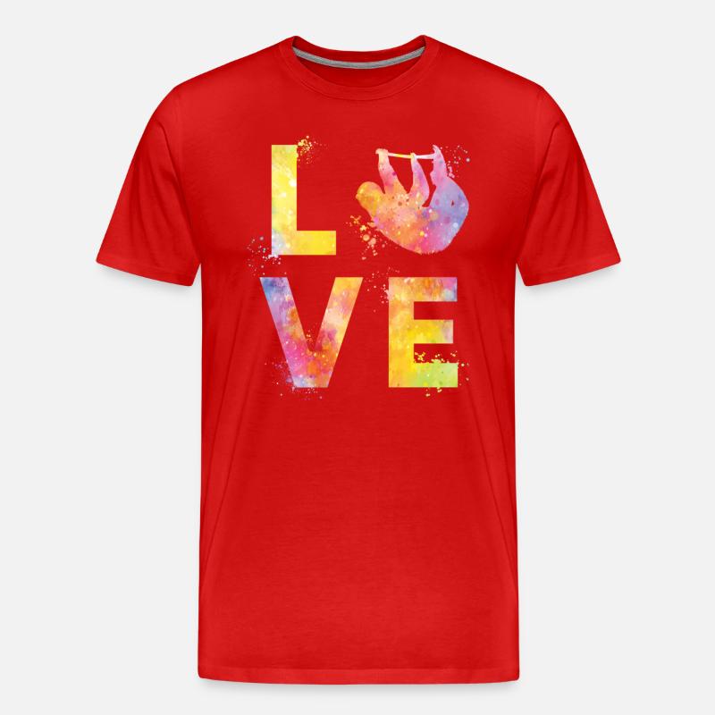 Faultier liebe - Männer Premium Bio T-Shirt - Rot