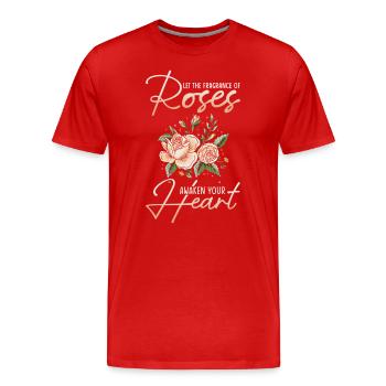 pétales de rose roses arôme de roseraie parfum de rose - T-shirt bio Premium Homme - rouge - Devant - Damien (186cm)