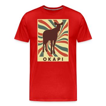 Okapi Rétro Vintage - T-shirt bio Premium Homme - rouge - Devant - Damien (186cm)