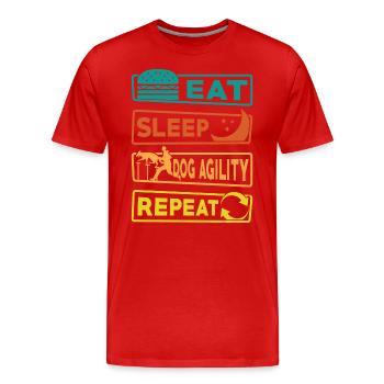 Manger Sommeil Chien Agilité Répéter - T-shirt bio Premium Homme - rouge - Devant - Damien (186cm)