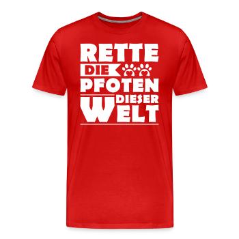 Tierretter Tierrettung Rette Die Pfoten Dieser - Männer Premium Bio T-Shirt - Rot - Vorne - Damien (186cm)
