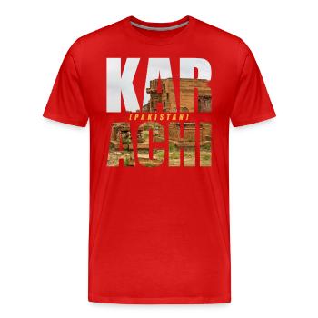 Karachi Pakistan Souvenir - T-shirt bio Premium Homme - rouge - Devant - Damien (186cm)