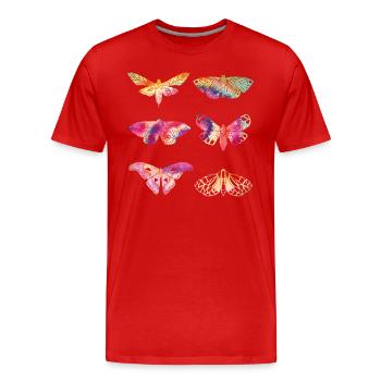 Papillon de nuit TIE DYE Vintage Moths - T-shirt bio Premium Homme - rouge - Devant - Damien (186cm)