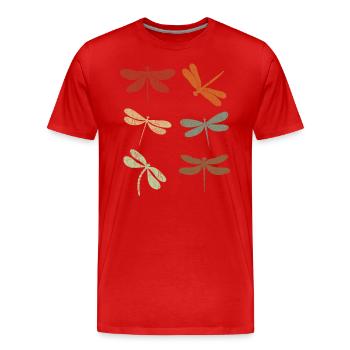 Libelle Retro Vintage Libellen - Männer Premium Bio T-Shirt - Rot - Vorne - Damien (186cm)