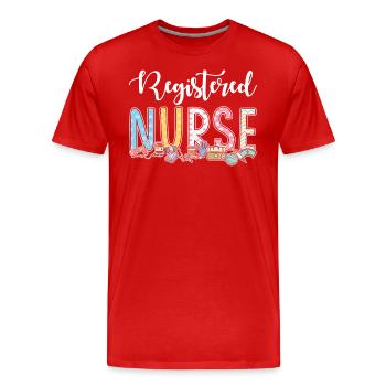 Idée cadeau pour les infirmières autorisées - T-shirt bio Premium Homme - rouge - Devant - Damien (186cm)
