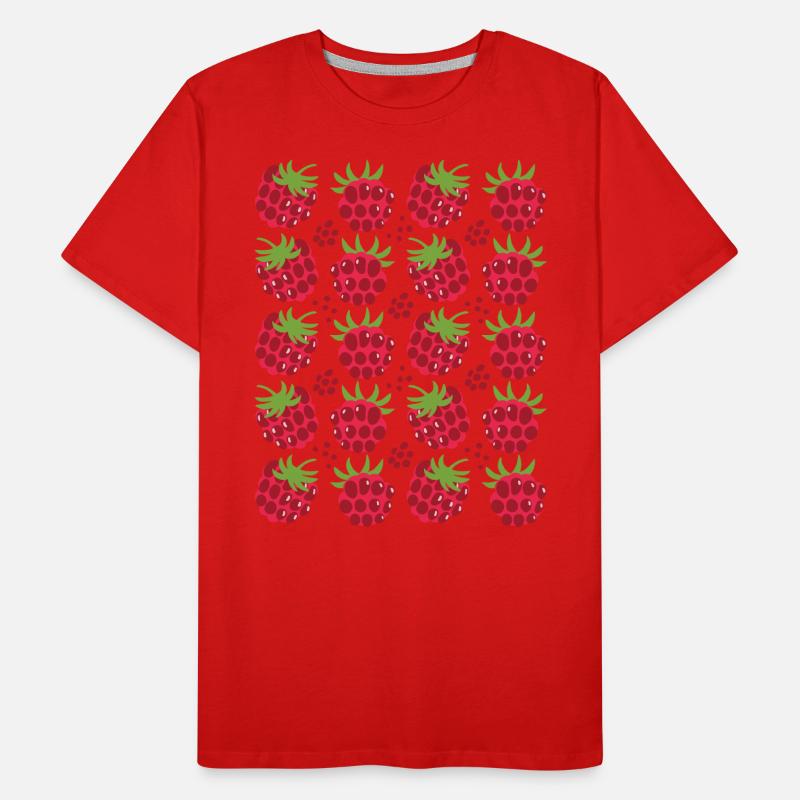 Raspberry Berries Fruit Pattern Men's Premium Organic T-Shirt