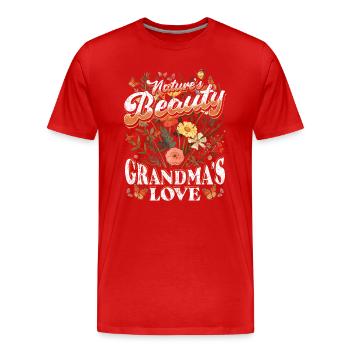 Grand-mère Fleur Sauvage Floral Nature Amour - T-shirt bio Premium Homme - rouge - Devant - Damien (186cm)