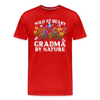 Grand-mère Fleur Sauvage Floral Nature Amour - T-shirt bio Premium Homme - rouge - Devant - Damien (186cm)