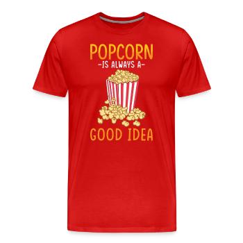 Popcorn Lover Gift Funny Popcorn - Men's Premium Organic T-Shirt - red - Front - Damien (186cm)