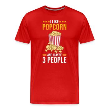 Popcorn Lover Gift Funny Popcorn - Men's Premium Organic T-Shirt - red - Front - Damien (186cm)