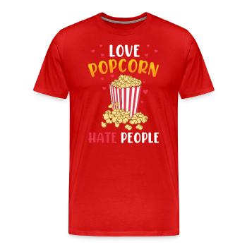 Popcorn Lover Gift Funny Popcorn - Men's Premium Organic T-Shirt - red - Front - Damien (186cm)