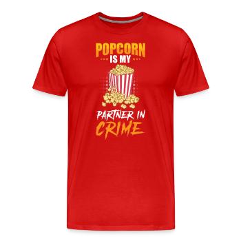 Popcorn Lover Gift Funny Popcorn - Men's Premium Organic T-Shirt - red - Front - Damien (186cm)