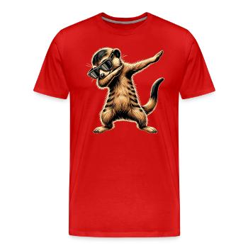 Dabbing Erdmännchen mit Sonnenbrille Cool Erdmännchen - Männer Premium Bio T-Shirt - Rot - Vorne - Damien (186cm)
