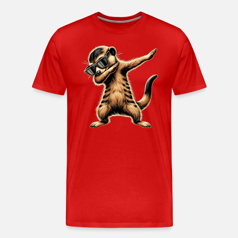 Dabbing Erdmännchen mit Sonnenbrille Cool Erdmännchen - Männer Premium Bio T-Shirt - Rot