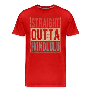 Tout droit sorti d’Honolulu - T-shirt bio Premium Homme - rouge - Devant - Damien (186cm)