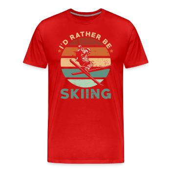 Skiing Enthusiast Retro Vintage Ski Skier - Men's Premium Organic T-Shirt - red - Front - Damien (186cm)