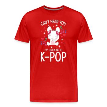 Je ne t’entends pas, j’écoute de la K-Pop - T-shirt bio Premium Homme - rouge - Devant - Damien (186cm)