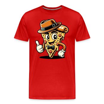 Pizza 50´s Cartoon Character Pizza Slice - Men's Premium Organic T-Shirt - red - Front - Damien (186cm)