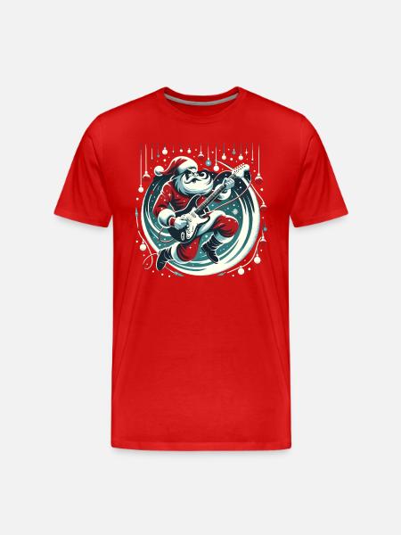 Guitar Player Santa Christmas Guitarist - Men's Premium Organic T-Shirt - red