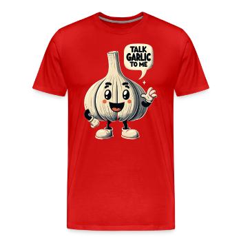 Amoureux de l’ail Jeu de mots sur l’ail Parlez-moi de l’ail - T-shirt bio Premium Homme - rouge - Devant - Damien (186cm)