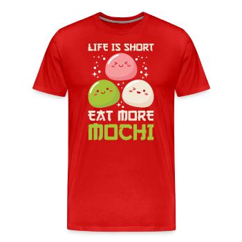 Kawaii Mochi Lover Shirt - Life Is Short Eat More - Men's Premium Organic T-Shirt - red - Front - Damien (186cm)