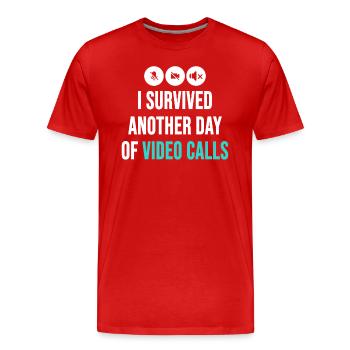 Remote-Mitarbeiter Lustige Idee Videoanrufe Besprechungen - Männer Premium Bio T-Shirt - Rot - Vorne - Damien (186cm)