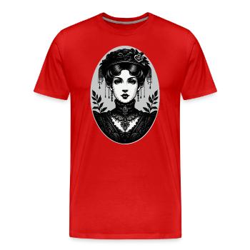 Portrait de femme gothique victorienne - T-shirt bio Premium Homme - rouge - Devant - Damien (186cm)