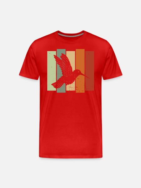 Colibri Rétro Birdwatching Bird Watcher - T-shirt bio Premium Homme - rouge