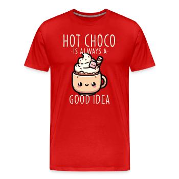 Conception apaisante de chocolat chaud pour le cacao - T-shirt bio Premium Homme - rouge - Devant - Damien (186cm)