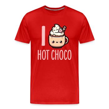 Chaleureux et confortable amateur de chocolat chaud Design graphique - T-shirt bio Premium Homme - rouge - Devant - Damien (186cm)