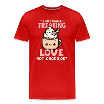 Warm Kawaii Hot Chocolate Lover Delight Perfect - Men's Premium Organic T-Shirt - red - Front - Damien (186cm)