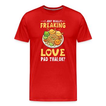 Pad Thai Love - Thai Cuisine Delight & Asian Food - Men's Premium Organic T-Shirt - red - Front - Damien (186cm)
