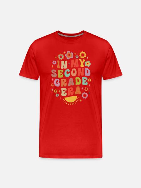 In My Second Grade Era 2nd Grade Groovy Vintage - Men's Premium Organic T-Shirt - red