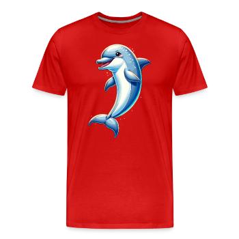 Delfin-Ozean - Männer Premium Bio T-Shirt - Rot - Vorne - Damien (186cm)