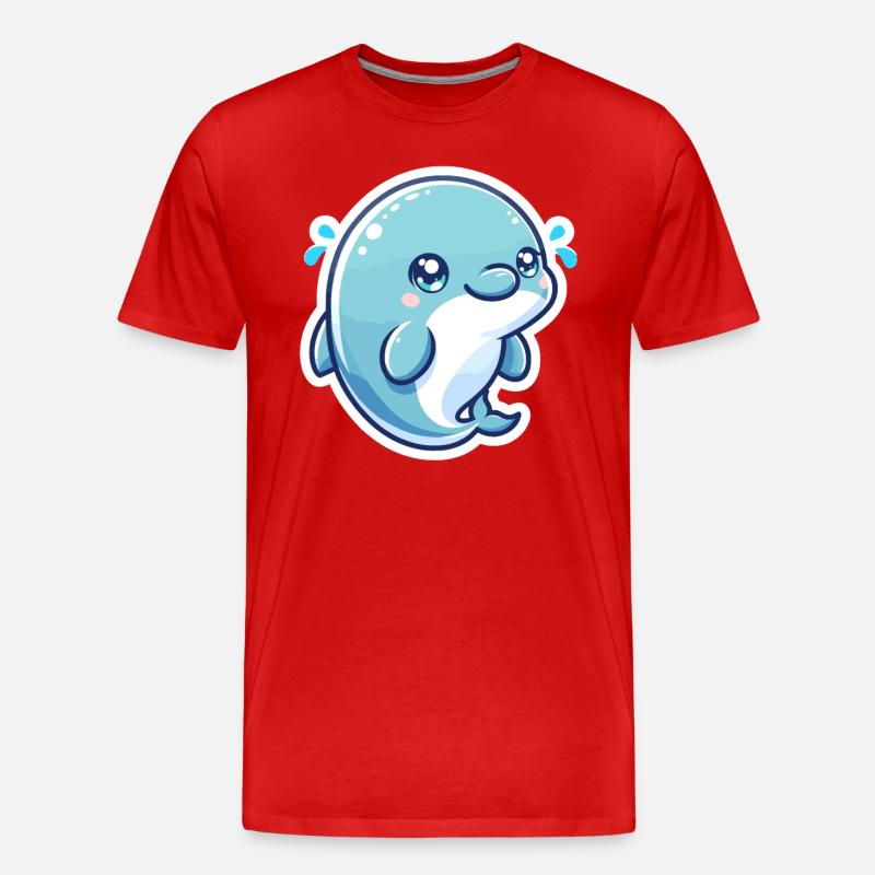 Delfin Kawaii - Männer Premium Bio T-Shirt - Rot