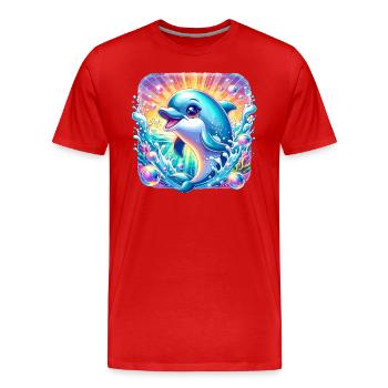 Delfin-Ozean - Männer Premium Bio T-Shirt - Rot - Vorne - Damien (186cm)