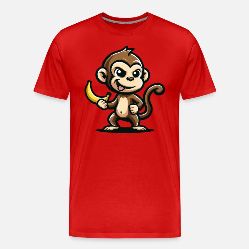 Affe mit Banane frech - Männer Premium Bio T-Shirt - Rot