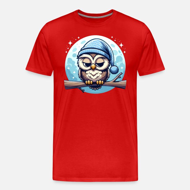 Eule Schlummertrunk Schlafeule Mond - Männer Premium Bio T-Shirt - Rot