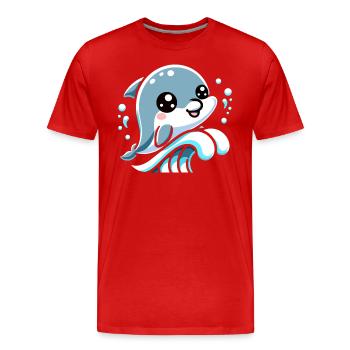 Entzückende Delfinliebhaber-Grafik - Verspieltes Meeresleben - Männer Premium Bio T-Shirt - Rot - Vorne - Damien (186cm)
