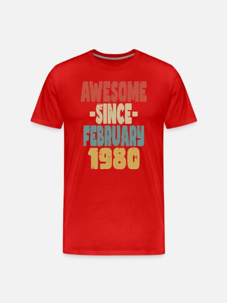Awesome February 1980 - Men's Premium Organic T-Shirt - red