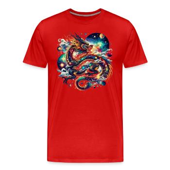 Art du Dragon Chinois Dragon Céleste - T-shirt bio Premium Homme - rouge - Devant - Damien (186cm)