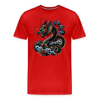 Bunte Drachen-Tierkreiszeichen Chinesische Drachenkunst - Männer Premium Bio T-Shirt - Rot - Vorne - Damien (186cm)