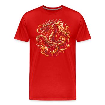 Dragon Feu Chinois Dragon Symbole du Zodiaque - T-shirt bio Premium Homme - rouge - Devant - Damien (186cm)