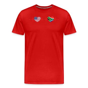 États-Unis Afrique du Sud Heartbeat Américain Sud-Africain - T-shirt bio Premium Homme - rouge - Devant - Damien (186cm)