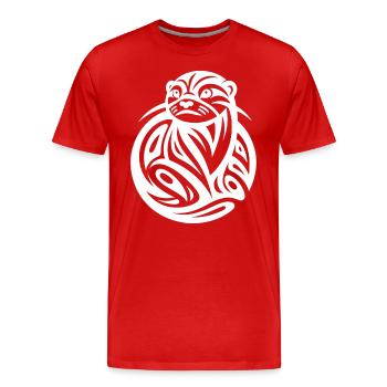 Loutre zodiaque amérindien - T-shirt bio Premium Homme - rouge - Devant - Damien (186cm)
