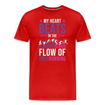 Freerunning Parkour Athlete - Men's Premium Organic T-Shirt - red - Front - Damien (186cm)