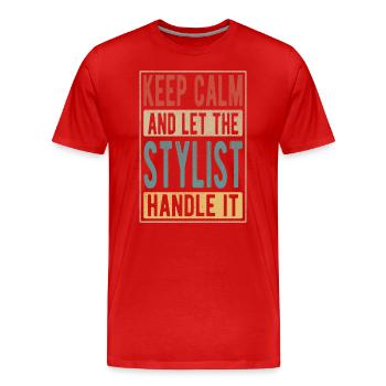 Stylist Retro Gift - Men's Premium Organic T-Shirt - red - Front - Damien (186cm)